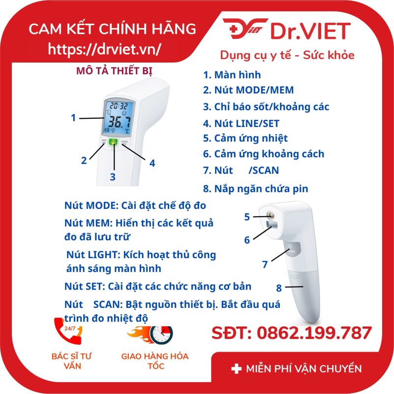 Nhiệt kế hồng ngoại đo trán Beurer FT100