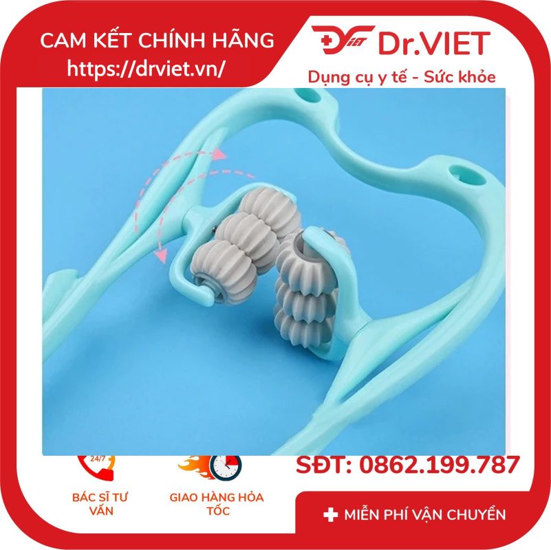 Dụng cụ massage cổ vai gáy 6 con lăn cầm tay