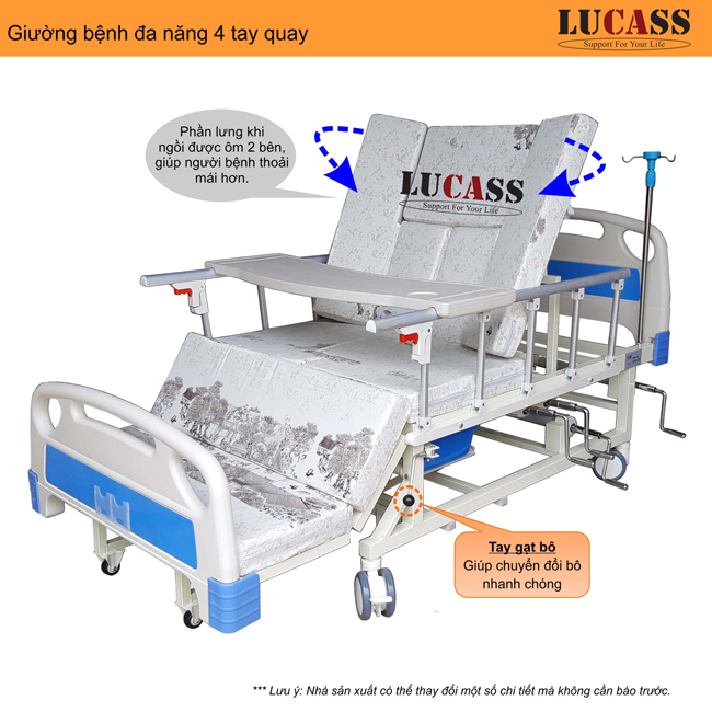 Giường bệnh đa năng 4 tay quay Lucass GB-T41