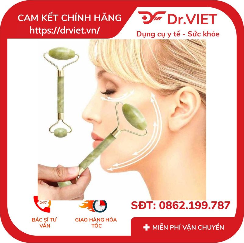 Thanh lăn massage ngọc bích 2 đầu giúp nâng cơ mặt giảm nếp nhăn