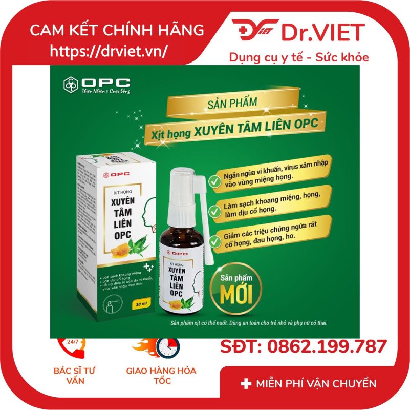 Xịt họng xuyên tâm liên OPC chai 30ml