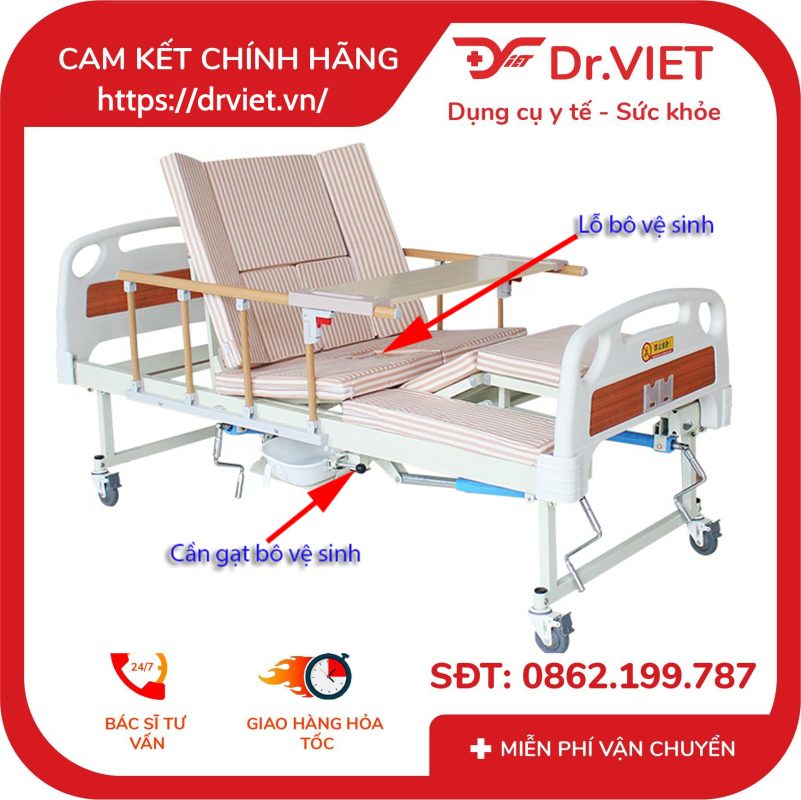 Giường bệnh MAIDESITE đa năng 3 tay quay E28 New