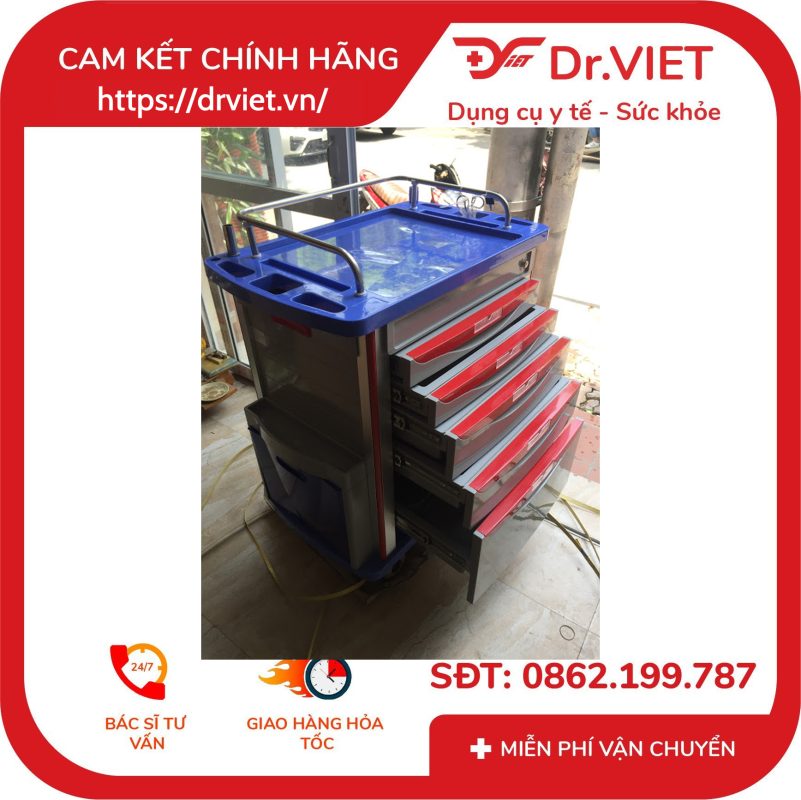Tủ Xe Đẩy Dụng Cụ Cấp Cứu Tajermy TJM-TC02