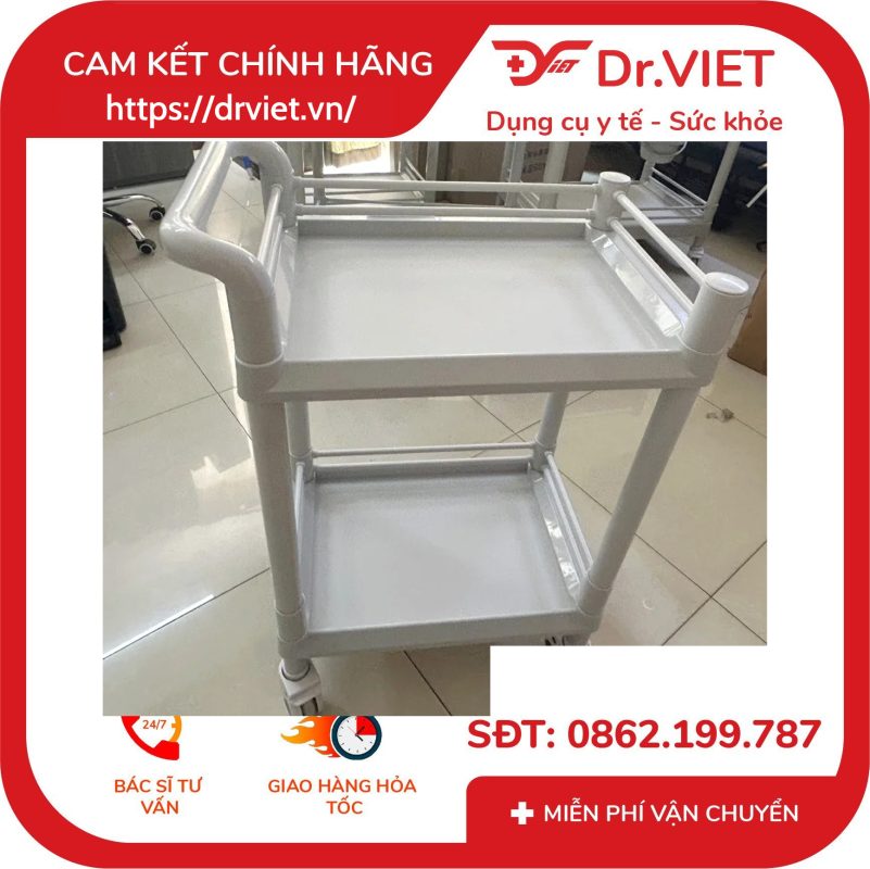 Xe đẩy dụng cụ tiêm nhựa ABS TJM-DC02(H1M)