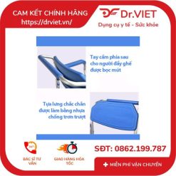 Ghế bô có bánh xe khung nhôm vệ sinh Lucass GX-200 - Ghế bô Khung Nhôm Cao Cấp, Có Đệm, Bánh Xe