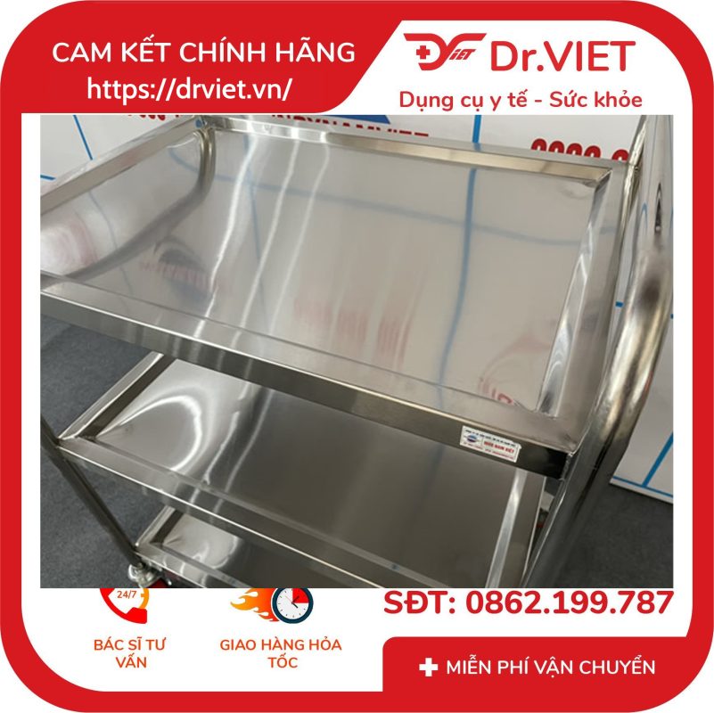 Xe đẩy 40x60 3 tầng inox DCG34