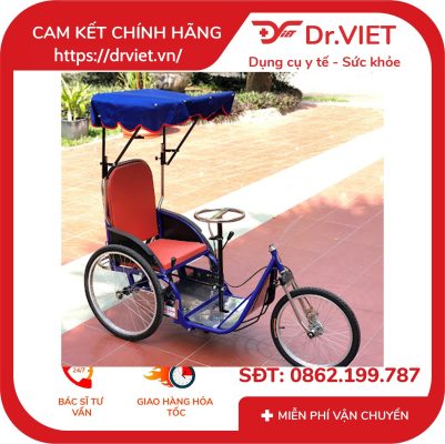 Xe lắc tay inox có mai che Kiến Tường