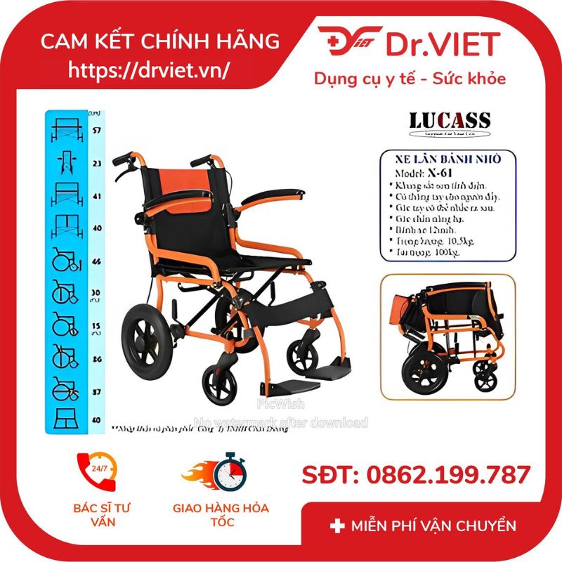 Xe lăn Lucass X-61 - Bánh nhỏ