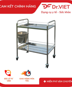 Xe đẩy y tế 35*50 2 tầng 1 vòng thau