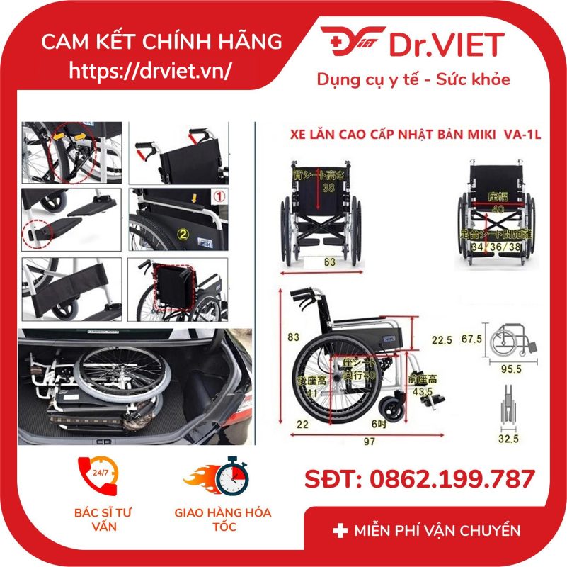 Xe lăn Miki Nhật Bản VA-1L