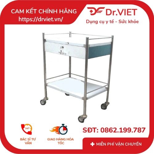 xe đẩy 2 tầng có hộc DCG-35 40x60