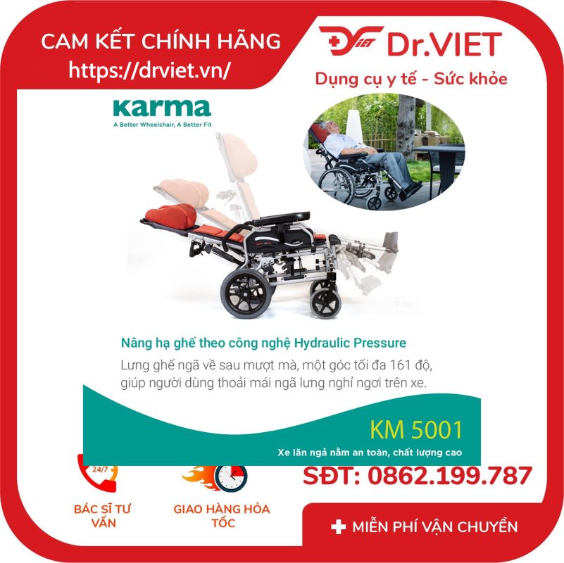 Xe lăn ngả nằm cao cấp Karma KM5001