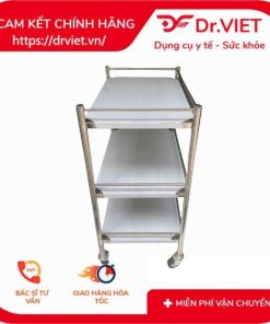 Xe đẩy Inox Drviet - 40x60 - 3 tầng - Không hộc