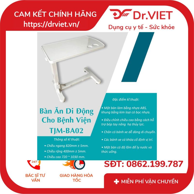 Bàn ăn di động cho bệnh viện Tajermy TJM-BA02