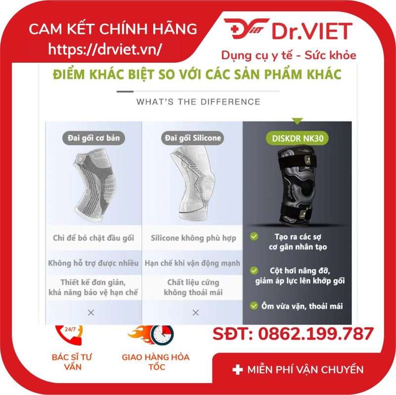 Đai gối hơi hỗ trợ khớp gối DiskDr NK30 Hàn Quốc