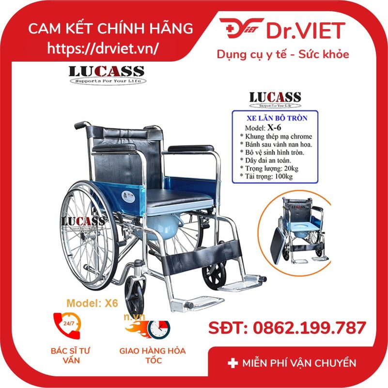 Xe Lăn Tay Có Bô Vệ Sinh Lucass X6