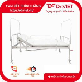 Giường inox y tế 1,2m vạc hộp kín, có bánh xe, thanh chắn, có bô hoặc không bô