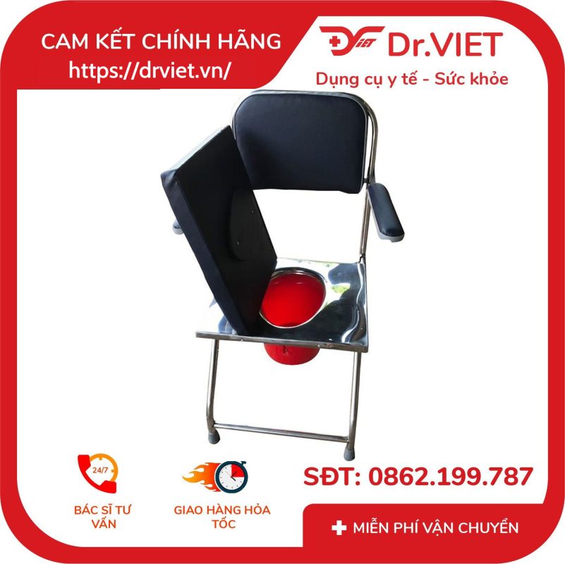 Ghế vệ sinh mặt inox có bánh xe Đức Cường DCE01