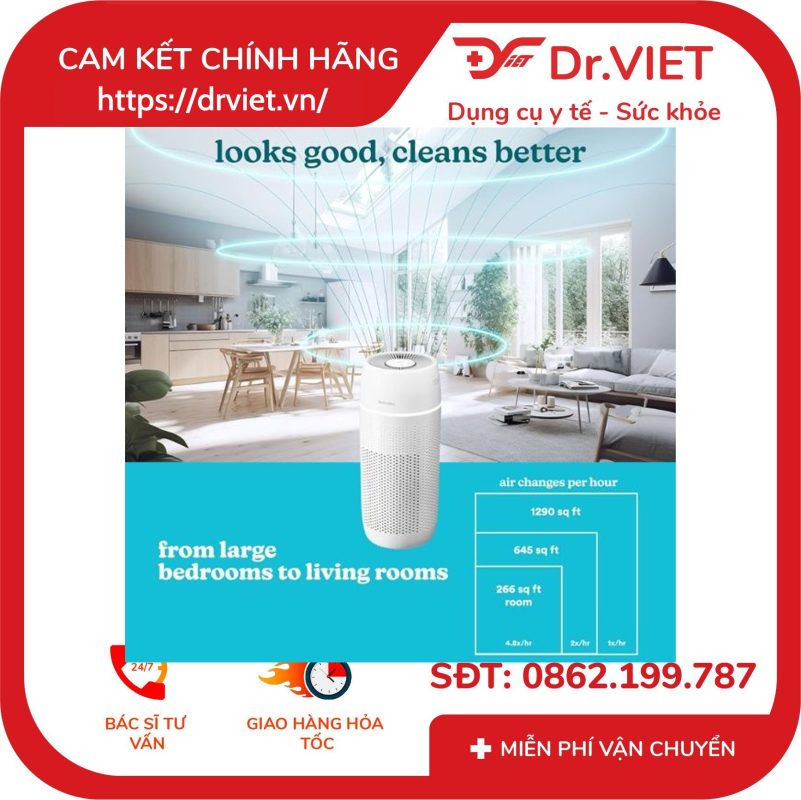 Máy lọc không khí khử mùi và lông vật nuôi 5-in-1 Homedics AP-PET35A-WT