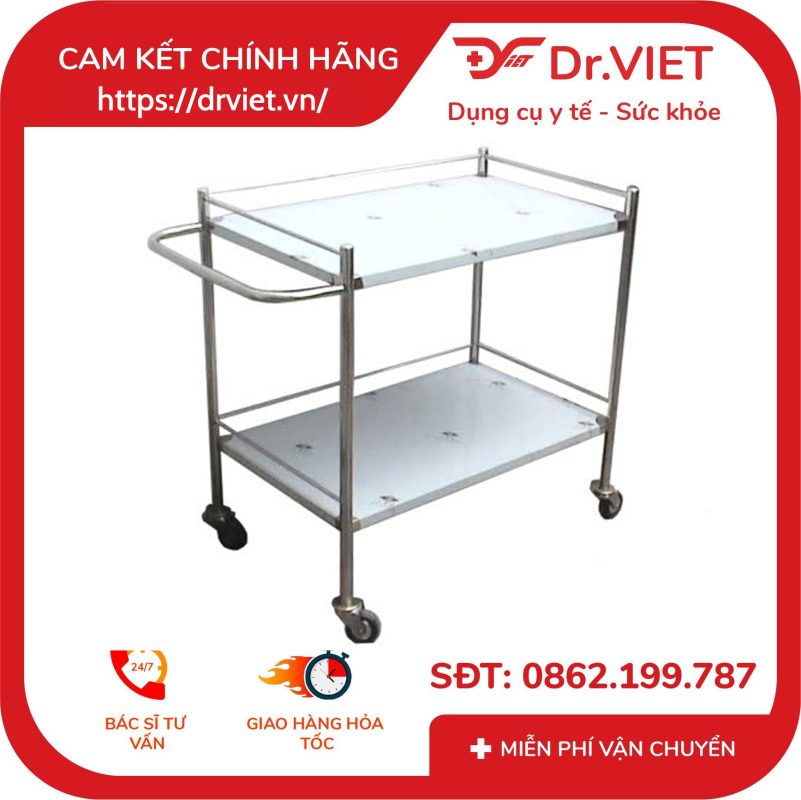Xe đẩy inox 2 tầng 50x80 Đức Cường DCG39