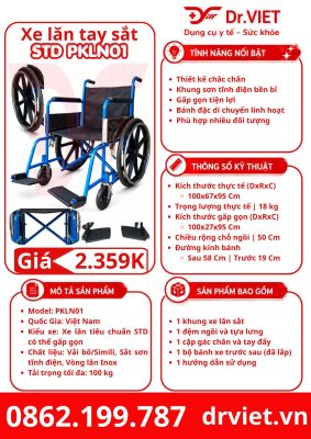 Xe lăn tay sắt STD
