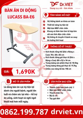 Bàn ăn di động LUCASS BA-E6
