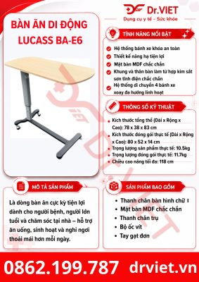 Bàn ăn di động LUCASS BA-E6