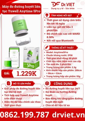 Máy đo đường huyết liên tục Yuwell Anytime 5Pro