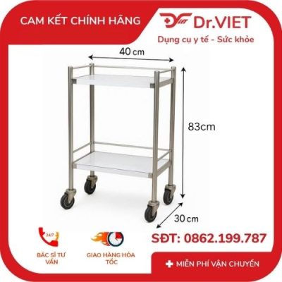 XE ĐẨY INOX DRVIET 30x40 2 TẦNG KHÔNG HỘC