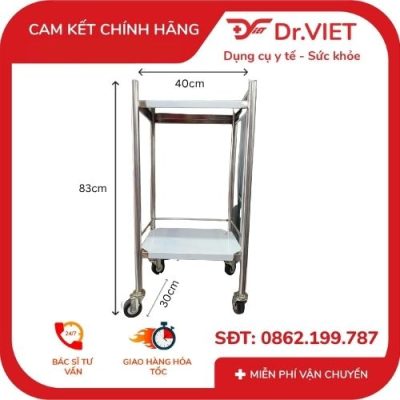 XE ĐẨY INOX DRVIET 30x40 2 TẦNG KHÔNG HỘC