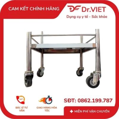 XE ĐẨY INOX DRVIET 30x40 2 TẦNG KHÔNG HỘC