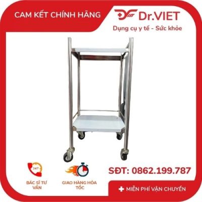 XE ĐẨY INOX DRVIET 30x40 2 TẦNG KHÔNG HỘC