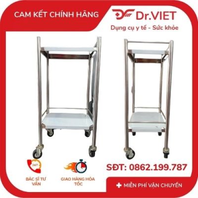 XE ĐẨY INOX DRVIET 30x40 2 TẦNG KHÔNG HỘC