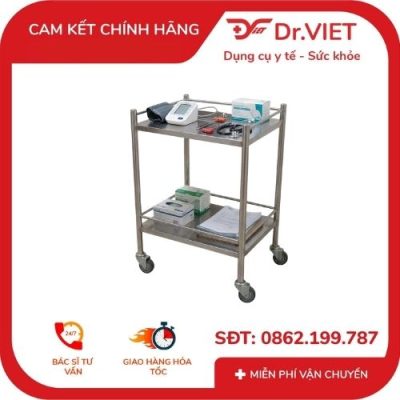 XE ĐẨY INOX DRVIET 30x40 2 TẦNG KHÔNG HỘC