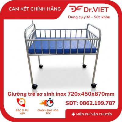 Giường trẻ sơ sinh Inox 720x450x870