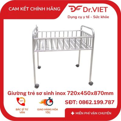 Giường trẻ sơ sinh Inox 720x450x870