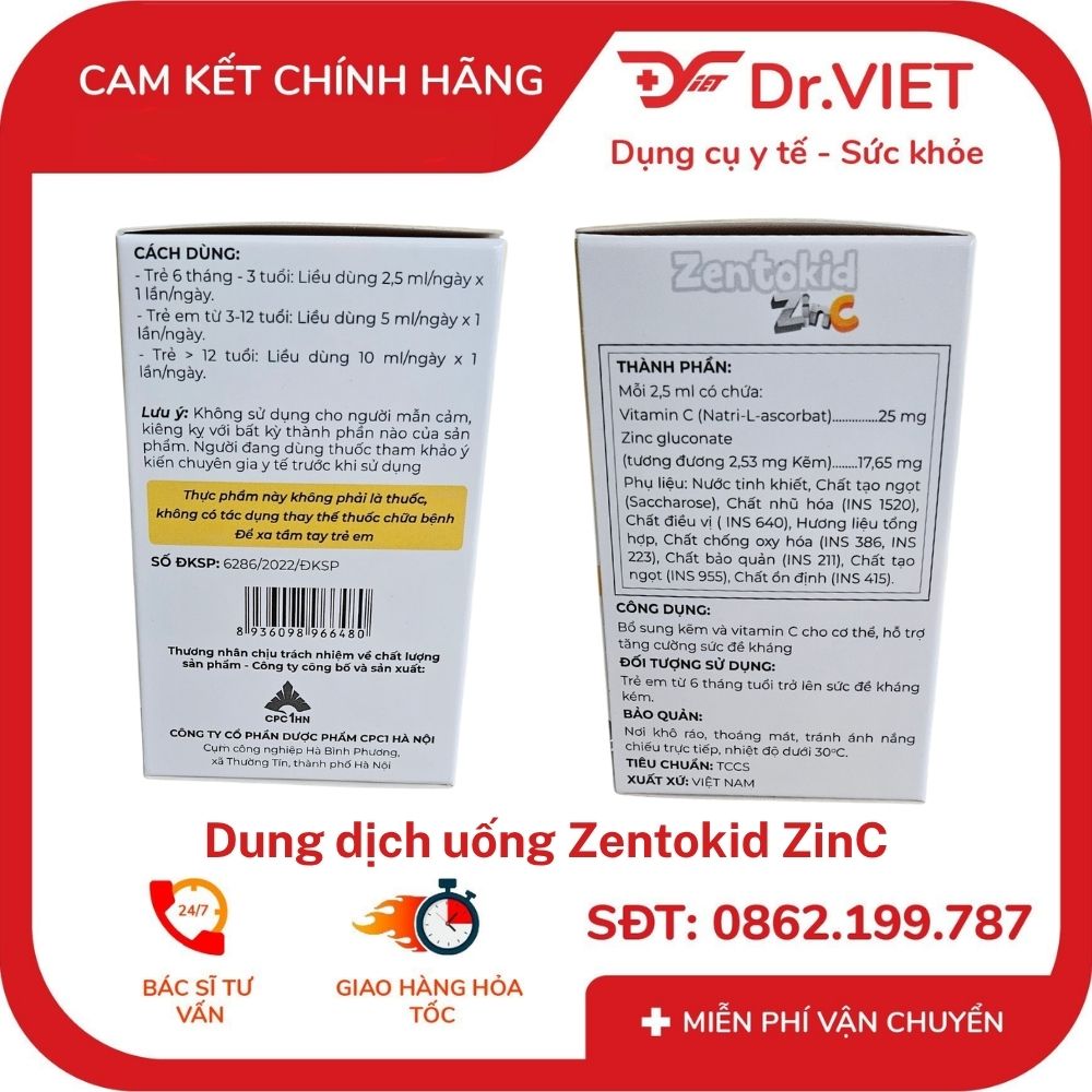 Dung dịch uống Zentokid ZinC Khung đỏ 7