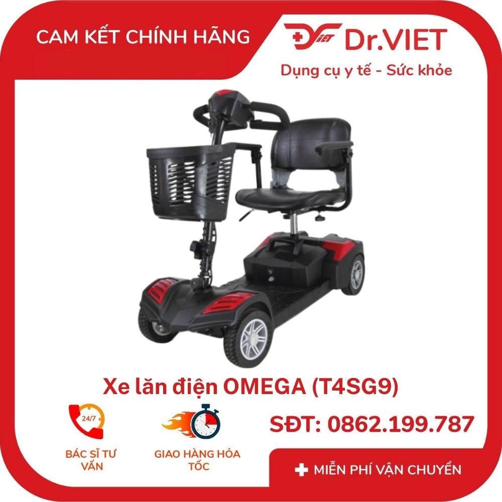 Xe lăn điện OMEGA (T4SG9) khung đỏ (3)