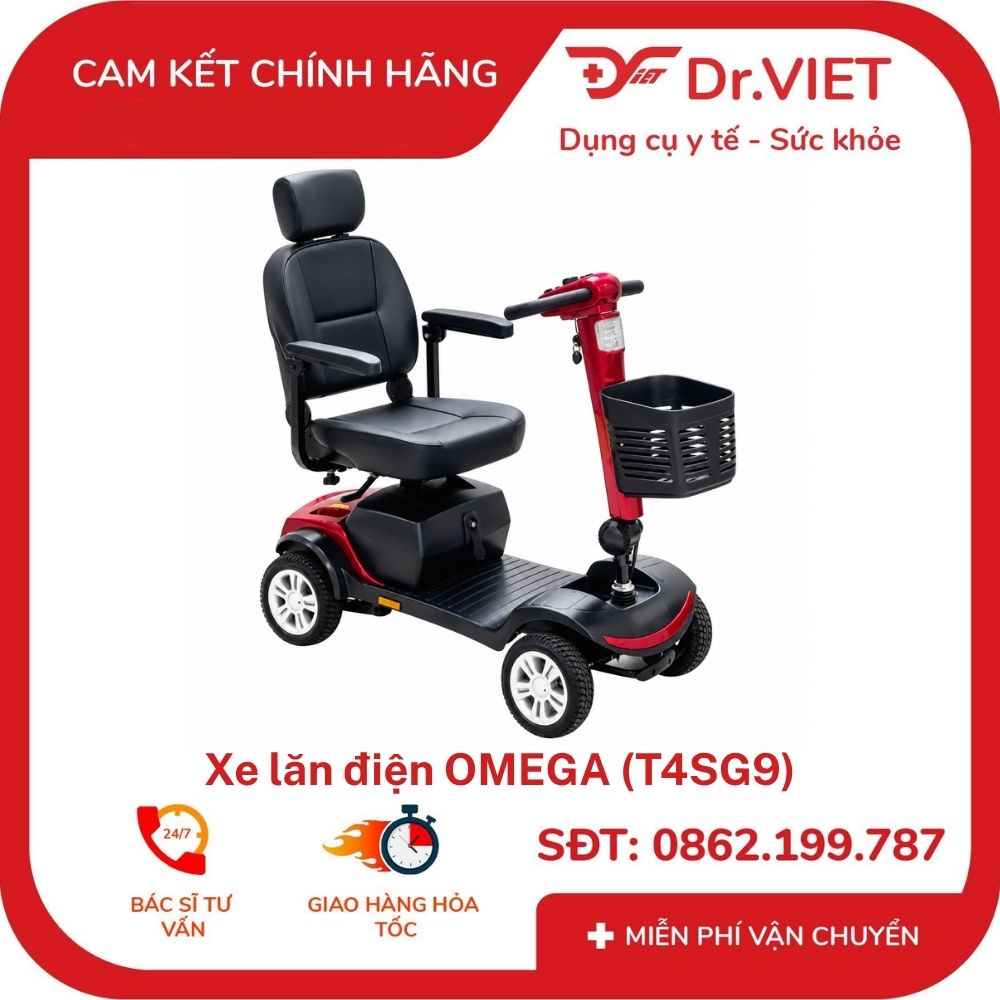 Xe lăn điện OMEGA (T4SG9) khung đỏ (4)