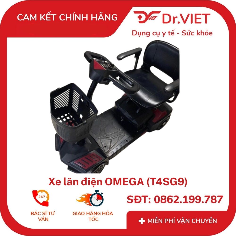 Xe lăn điện OMEGA (T4SG9) khung đỏ (6)