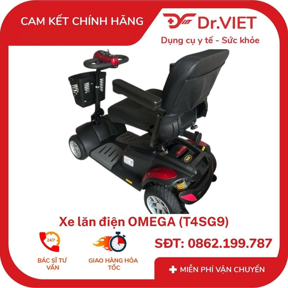 Xe lăn điện OMEGA (T4SG9) khung đỏ (7)