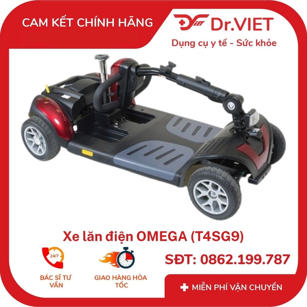 Xe lăn điện OMEGA (T4SG9) khung đỏ (8)