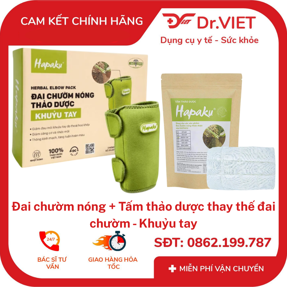 khung đai chườm làm nóng bằng điện Hapaku – khuỷu tay + khung đỏ + 8 Đai chườm nóng